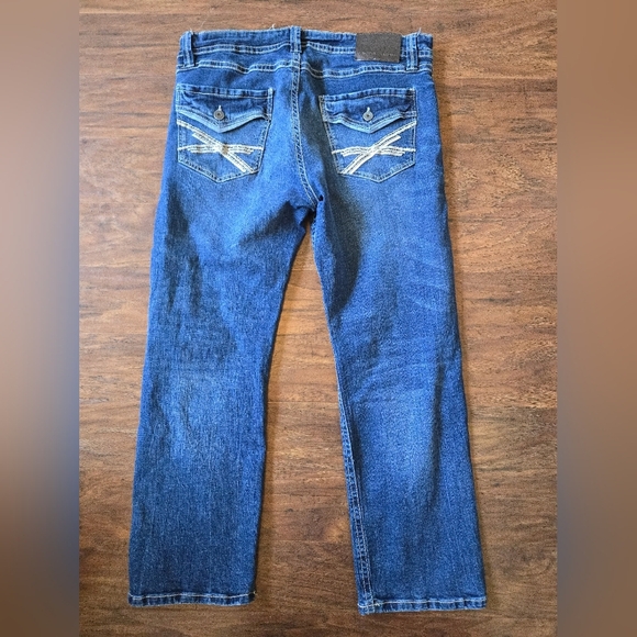 TK Axel Jeans Men 38x29 Slim Boot Cut Stretch 5 Pocket Denim Skater Embroidered - Picture 1 of 7